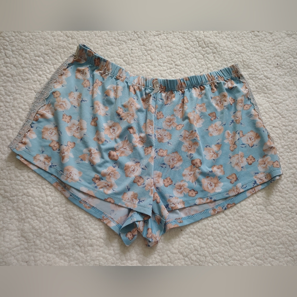 ☀️5/$25☀️ Laura Ashley Women's Medium Light Blue Floral Print Sleep Shorts